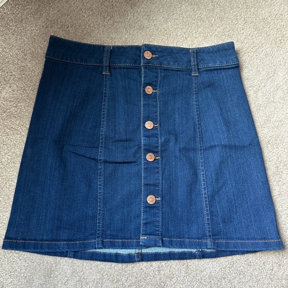 Celebrity Pink Blue Button-Up Mini Skirt